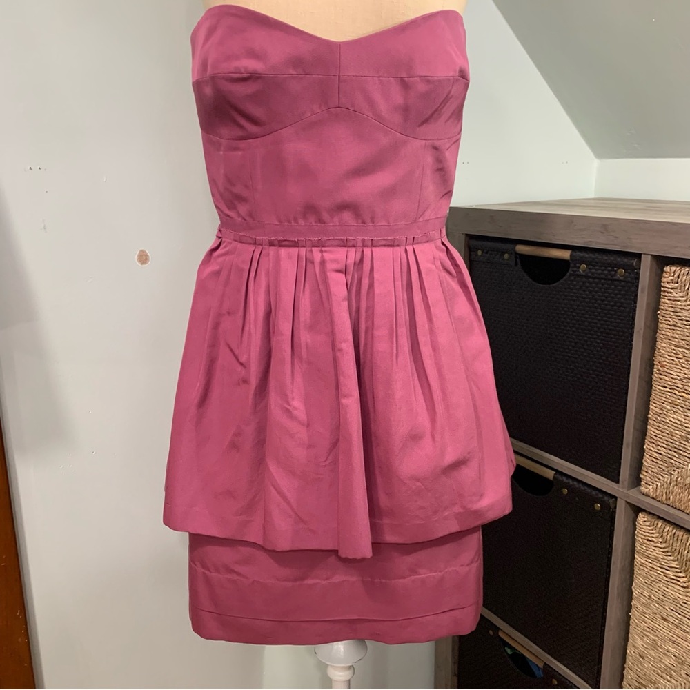 J.Crew Rose Pink Strapless Peplum Mini Dress Ballerina Coquette Sweetheart - 8